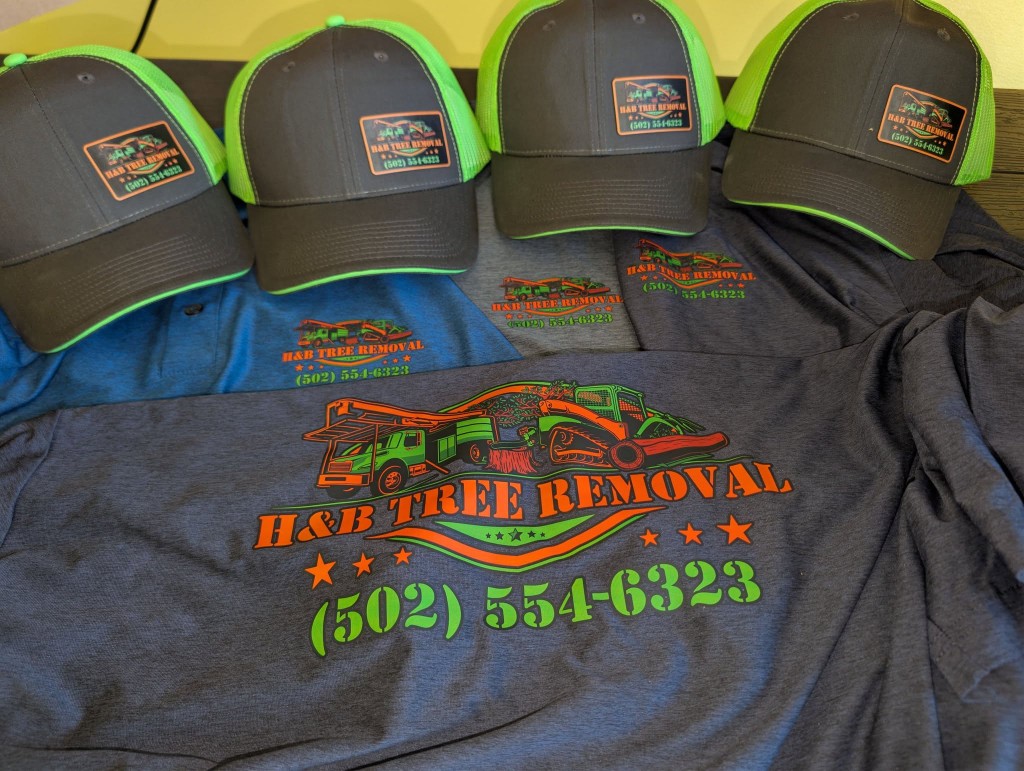 Branded crew hats and shirts