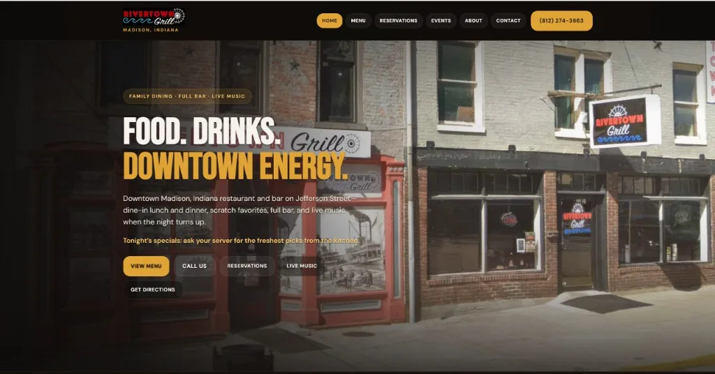 Rivertown Grill website example