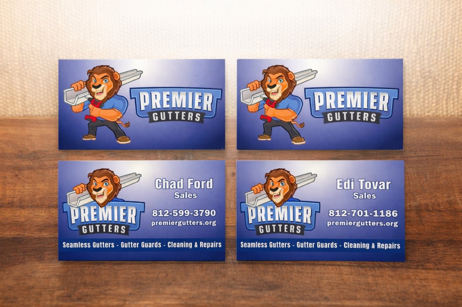 Standard-weight custom business cards for Jefferson County and Madison Indiana shops and service businesses
